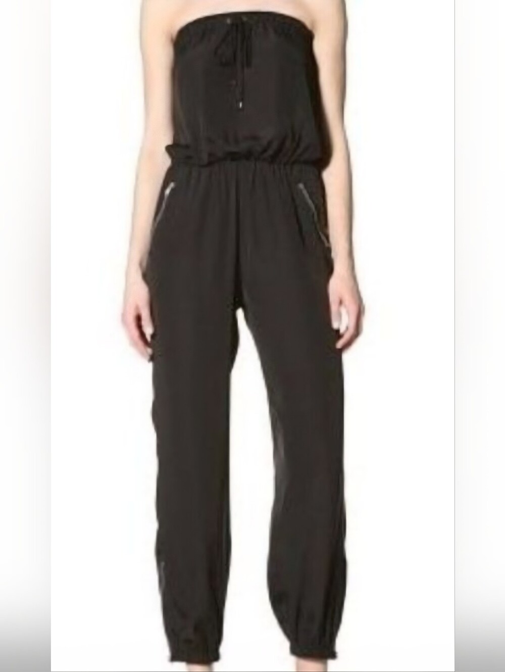 W118 by Walter Baker Black Strapless Jumpsuit with Pockets Small Streetwear Chic